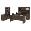 Bestar Bestar Logan 66W U-Shaped Desk with Hutch, Lateral File Cabinet, and Bookcase in antigua 46851-52